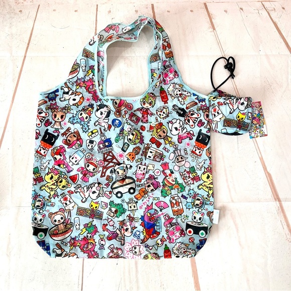 NWT Tokidoki Universa Print Reusable Foldable Shopper Tote Bag - Picture 2 of 10